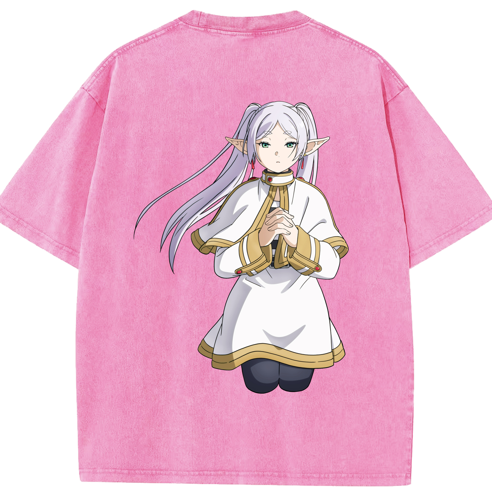 （画像用） 葬送のフリーレン Frieren 綿100% ヴィンテージ風 半袖Tシャツ（背面プリント）